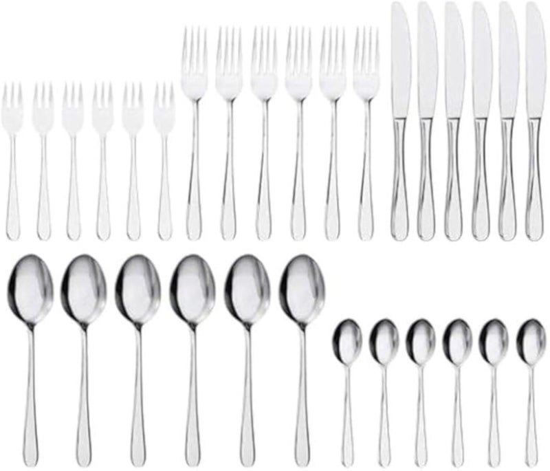 Mar-Top 30 Piece Silverware Set with Steak Knives for 8, Stainless Steel Flatware Set for Home Kitchen Restaurant Hotel, Includes Knife Fork Spoon, Dishwasher Safe